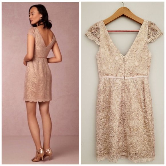 Anthropologie BHLDN Jenny Yoo Beckett Floral Lace Sheath Dress Women's Size 0 - Picture 7 of 11